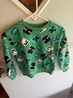 Hybrid Apparel Green Minecraft Creeper & Mob Pattern Kids Sweatshirt